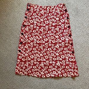 Madewell red and cream button up skirt size 2